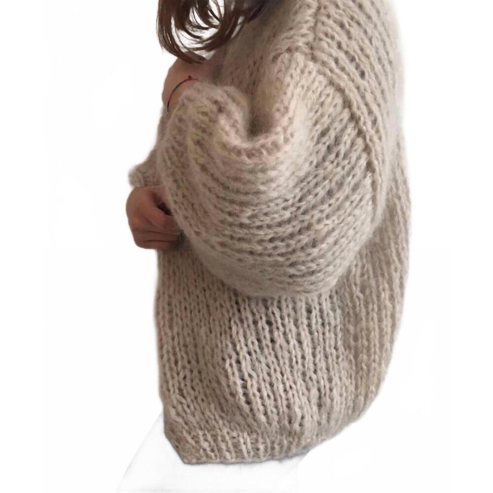 NEW MAIAMI women's slim shaggy alpaca cardigan in grey